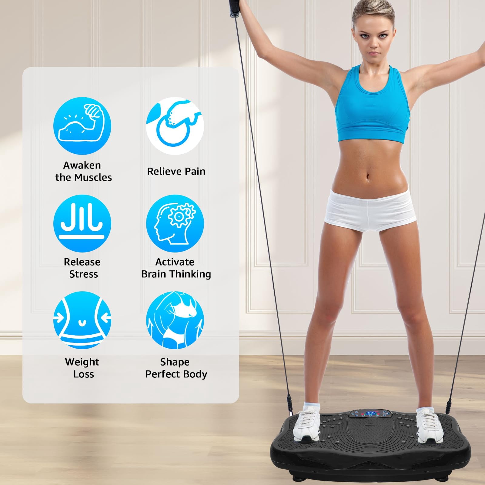 PRIJESSE XXL Vibration Plate Exercise Machine - Whole Body Workout, Resistance Bands, Weight Loss