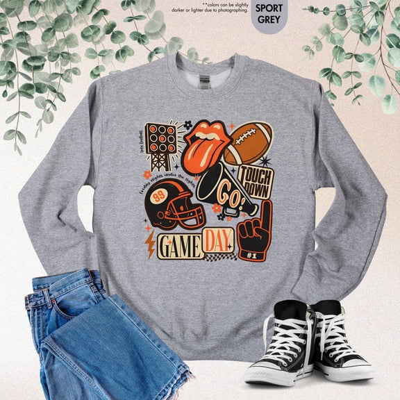 Woman Football Sweatshirt, Game Day Hoodie, Sports Mama Sweater, Touch Down, Football Lover Gift, Cheer Mom Sweatshirt, Football Season Gift All Size S-5Xl