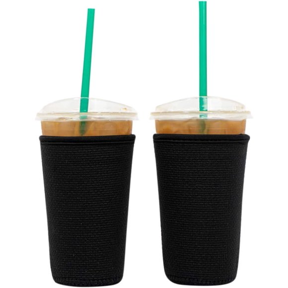 SHILIU-Baxendale Iced Coffee Sleeve for Medium Sized Cups - 2 Pack - Neoprene Iced Coffee Sleeve - Cup Sleeves for Cold Drinks Reusable Compatible with Starbucks, Dunkin