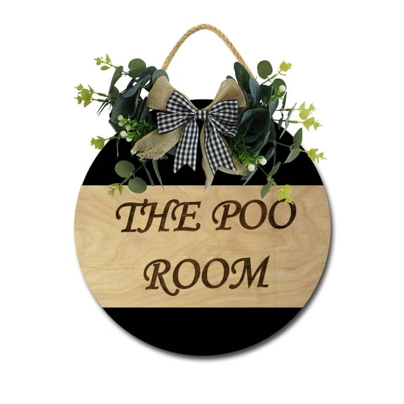 Home Decor Signs The Poo Room Rustic Wooden Wall Art Signs Farmhouse Entryway Signs for Bedroom Living Room Decor, 12 x 12 Inch