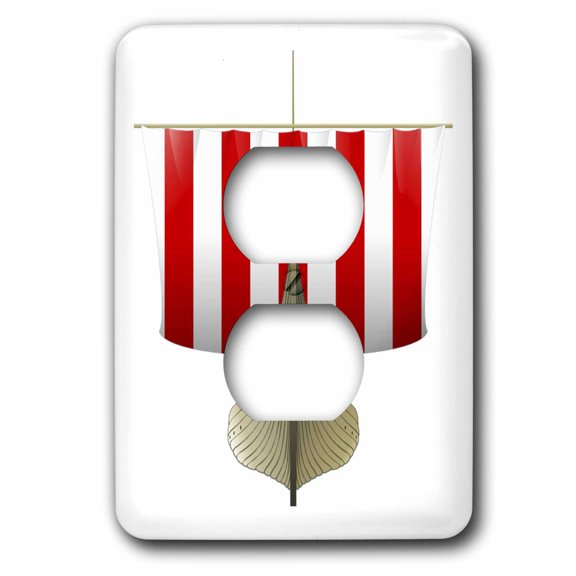 3dRose, Red n White Viking Ship, 2 plug outlet cover