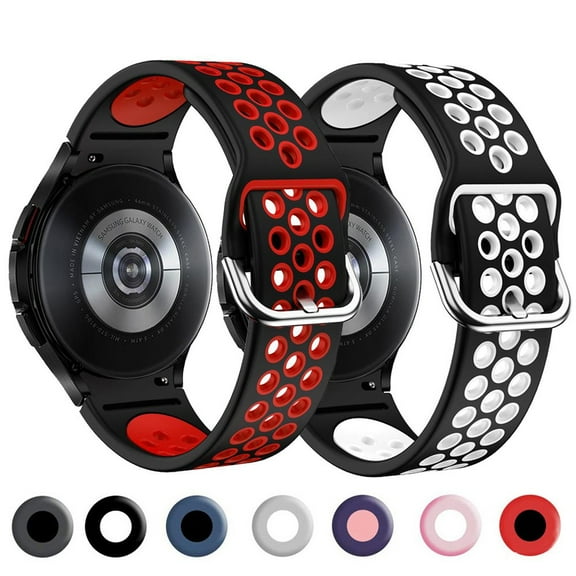 No Gaps Band for Samsung Galaxy Watch 4 40mm 44mm/Galaxy Watch 4 Classic 42mm 46mm Band,20mm Silicone Sport Replacement Adjustable Wristband with Stainless Steel Buckle Men Women -black red