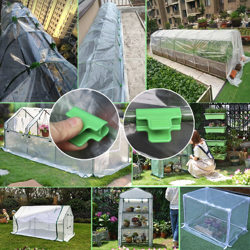 LKEREJOL Greenhouse Pipe Clamp 20 or 40 pcs Greenhouse Film Fixed Clamps Floor Coverings Netting Tunnel Hoop Plastic Clip fits for 11mm/0.43 inch Round Tube or Plant Stakes 