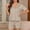 Beige, variant on Women Two Piece Pajama Set Short Sleeve Button Up Loungewear Soft Cotton Sleepwear Summer Casual Pjs Set
