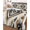 thumbnail image 3 of Quilts Twin XL Size, Boho Black Brown Soft Comforter Bedding Set for Bed, Vintage Geometric Southwestern Ethnic Lightweight Quilted Bedspread with Pillow Cover(2 Pieces) for All Season, 68x98 Inch, 3 of 6