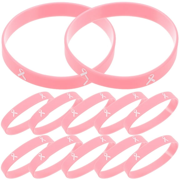 HOKARUA 20pcs Elastic Silicone Bracelets Stylish Breast Cancer Bangle Hand Bracelet
