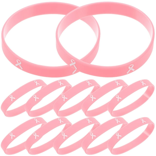 20pcs Elastic Silicone Bracelets Stylish Breast Cancer Bangle Hand Bracelet