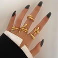 thumbnail image 3 of Conjunto de anillos anchos cruzados para mujer y niña, joyería bohemia de Color dorado, anillos de cola de dedo de cadena Simple, regalos para mujer, 2023, 3 of 4