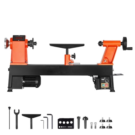 KFFKFF Woodworking Lathe Machine, 1 HP, Adjustable Speed Max.3800 RPM, 12 x 18 in Work Area, Durable Brushless DC Motor, Sturdy Cast Iron Build, Ideal for DIY