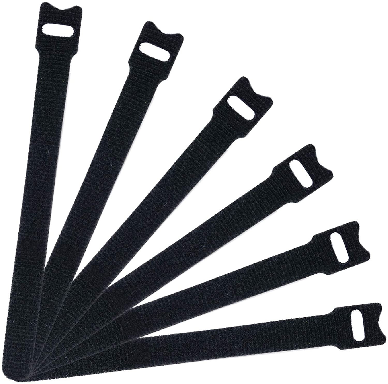 10 x 8" Black Fastener Cable Tie Down Straps Reusable Cord Hook & Loop Fabric 