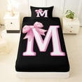 thumbnail image 3 of Erosebridal Bowknot Initial Alphabet M Twin Sheet Sets,Dreamy Princess Bowtie Kids Bedding For Girls 3pcs, 3 of 6