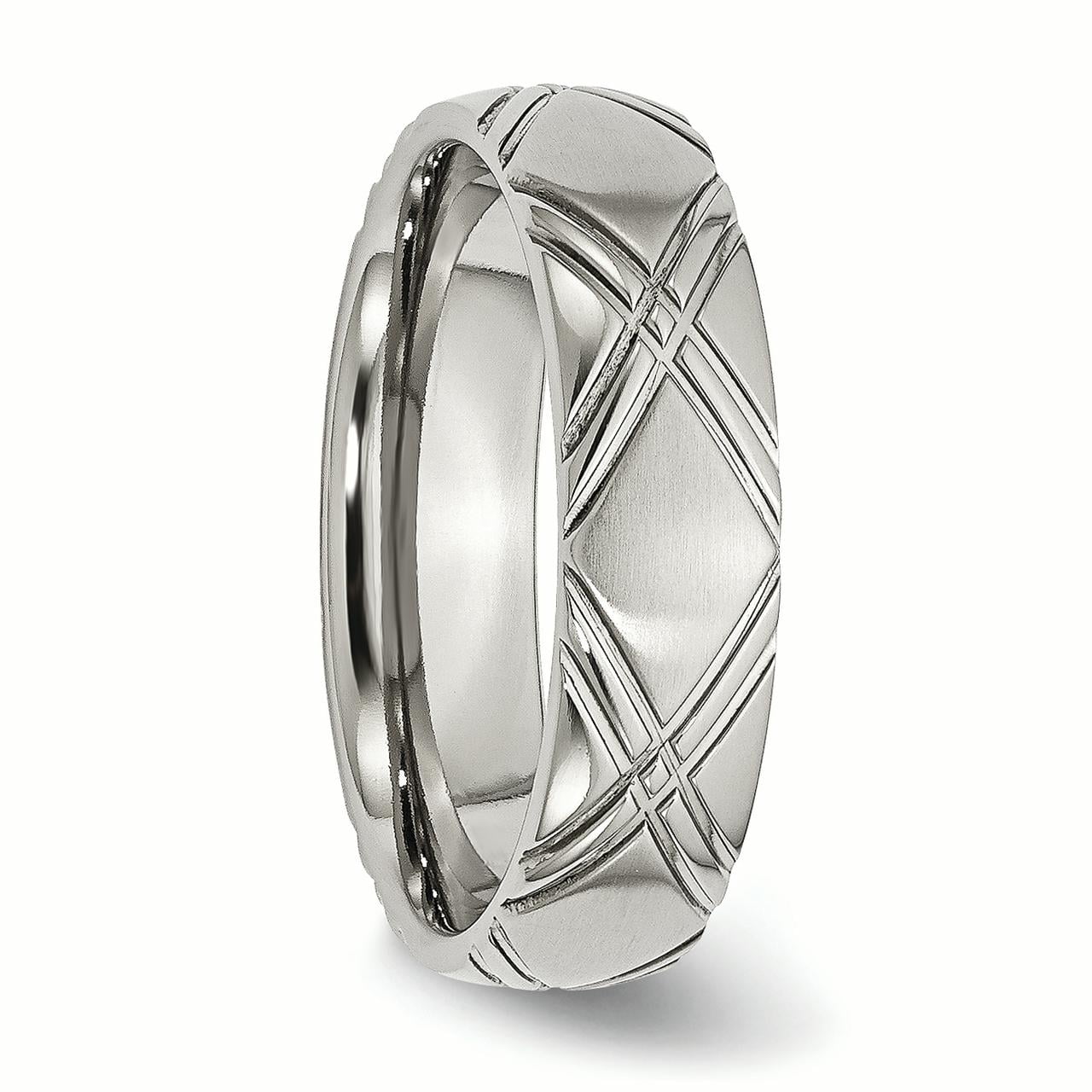 Primal Steel Stainless Steel Brushed and Criss Cross Design 6mm Band