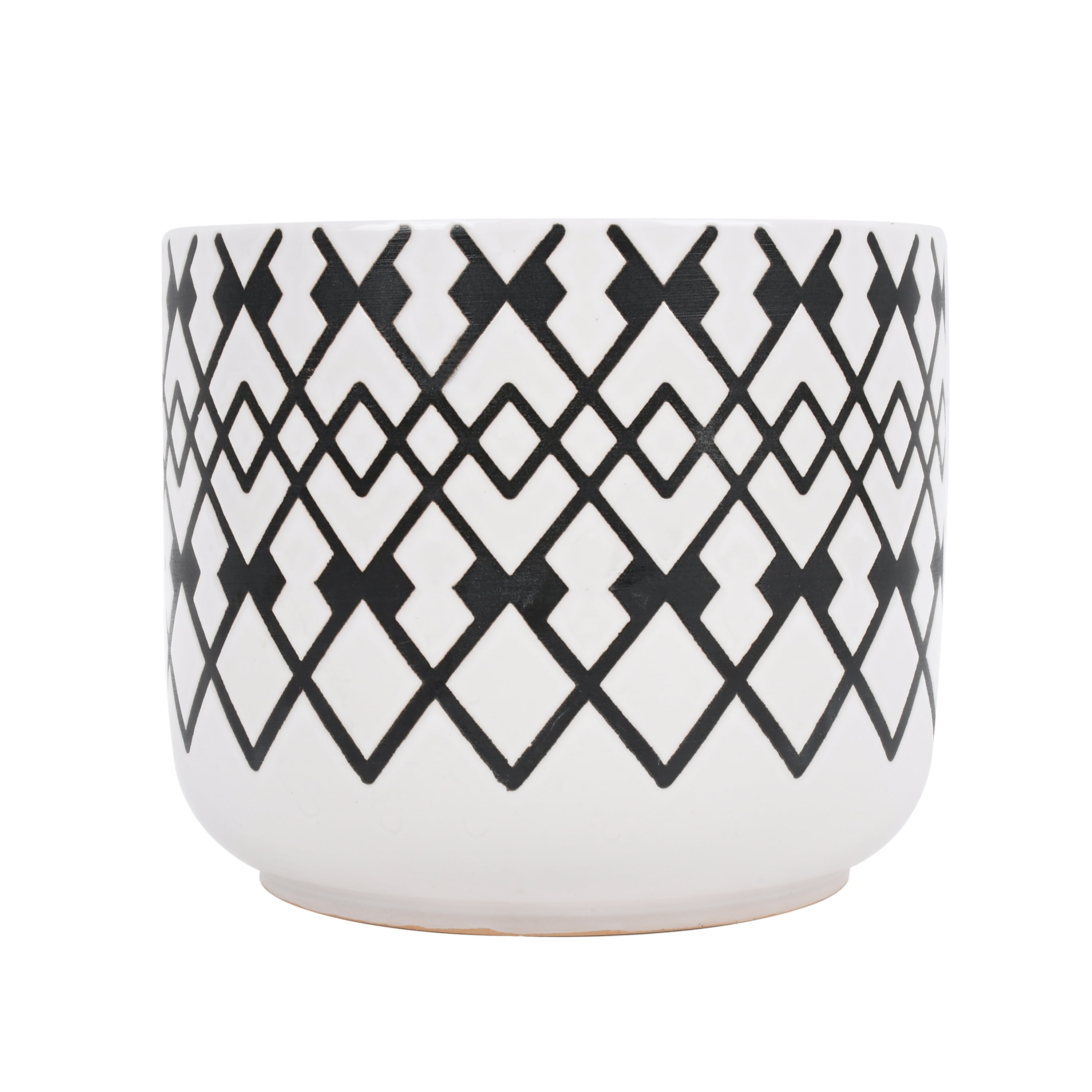 Better Homes and Gardens 6.3 in Black and White Ceramic Collin Planter