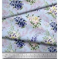 thumbnail image 2 of Soimoi Blue polyester Crepe Fabric Flower & Leaves Watercolor Print Fabric by the Yard 42 Inch Wide, 2 of 3