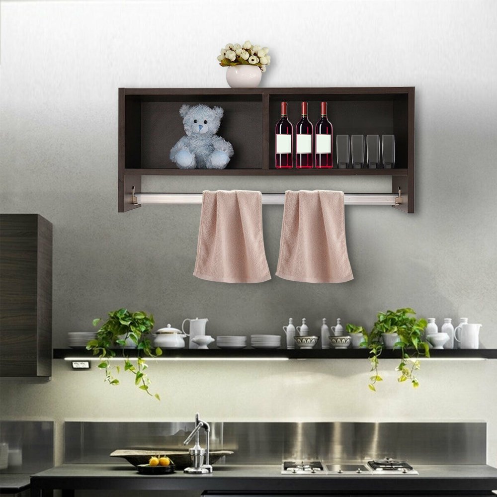 Veryke Wall Shelf with Towel Bar, Wall Shelves and Ledges, Wall Mount