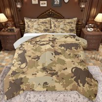 Castle Fairy Animal Cheetah Bedding Comforter Set 2pcs for Female Men,Abstract Camo Twin Comforter Sets Microfiber,Geometric Camouflage Breathable Bedding Set,Breathable Home Decor,Reversible