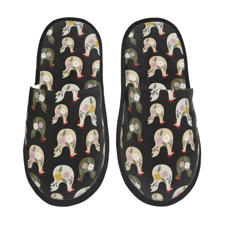 

Yiaed Flowe Rooster Print Unisex House Slippers Slip on Warm Shoes Indoor Outdoor with Anti-slip sole-Large