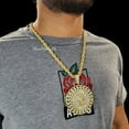 thumbnail image 2 of ICED GOLD PLATED LARGE JESUS MEDAL CZ PENDANT & 8mm 24" ROPE CHAIN NECKLACE, 2 of 8