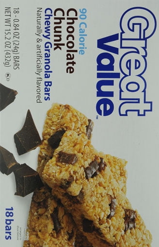 Great Value Chewy Chocolate Chunk Granola Bar, 18 Pack