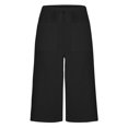 thumbnail image 4 of MIUOWANP Women's Cropped Pants for Summer Solid Mid Rise Split Wide Leg Pants Size XXL(12)Black, 4 of 6
