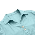 thumbnail image 3 of LIUJUNSHOP 3/4 Sleeve Linen Shirts for Women Collared V Neck Button up Henley Shirt Lightweight Cotton Spring Peasant Blouses, 3 of 5