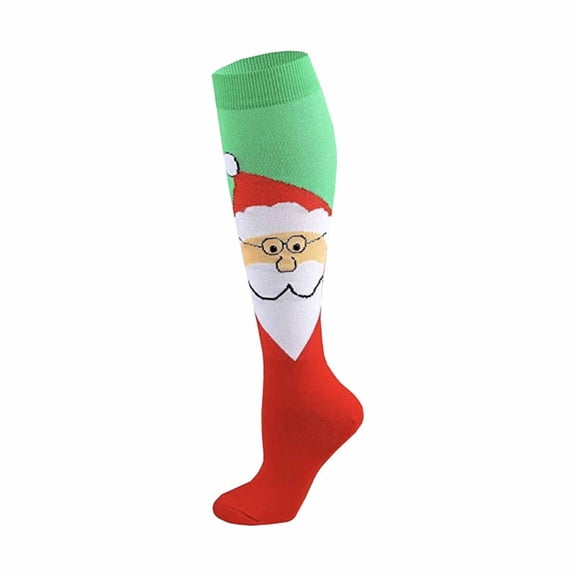 Gymayou Holiday Christmas Knee High Socks for Women Christmas Pattern Xmas Stockings Multicolor L