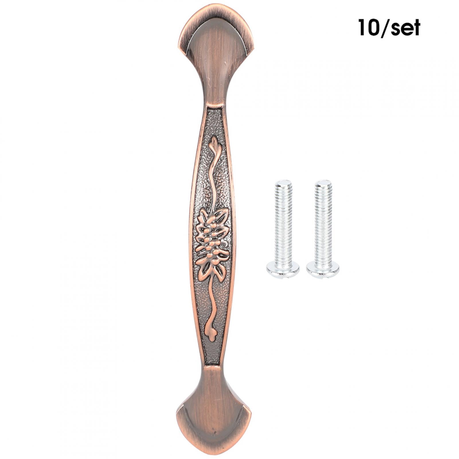 BIMZUC 10 Pack Red Bronze Cabinet Hardware Pulls, Simple Zinc Alloy Drawer and Cupboard Door Bar Handles for Home Office Furniture, 96mm Hole Pitch (4.4 x 0.6 inches / 11.4 x 1.6 cm)
