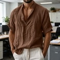thumbnail image 4 of Guluxicc Men's Cotton Shirts Collared Short Sleeve Beach Vacation Tops for Everyday Wear Spring Summer Casual Outfits, 4 of 8