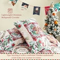 thumbnail image 5 of Exclusivo Mezcla Christmas Quilt King Size, Rust Red Patchwork Bedspreads Reversible Coverlets Bedding Set with Printed Reindeer Wreaths Pattern (1 Quilt, 2 Pillow Shams), 5 of 6