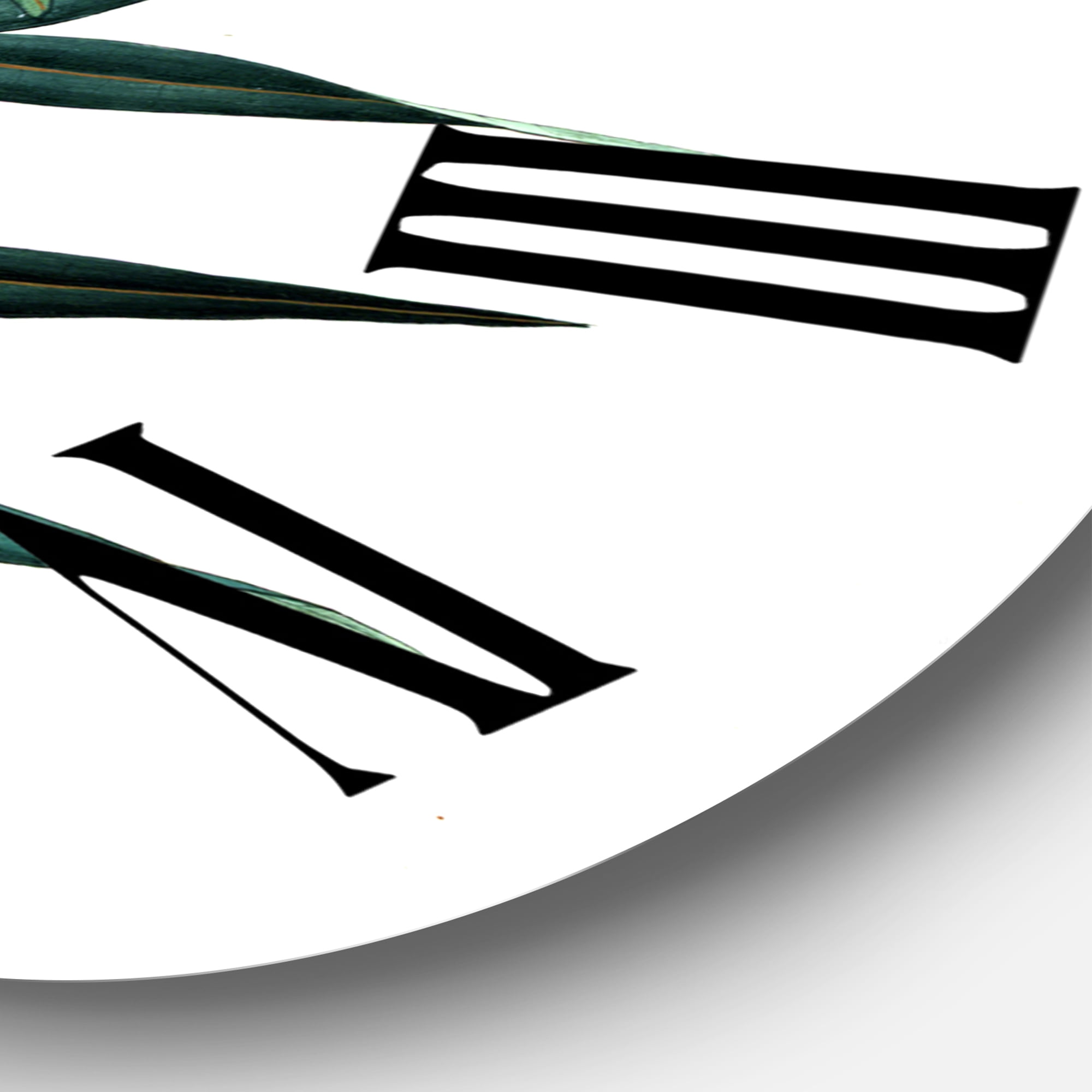 Designart 'Vintage Green Leaves Plants Viii' Traditional Wall Clock