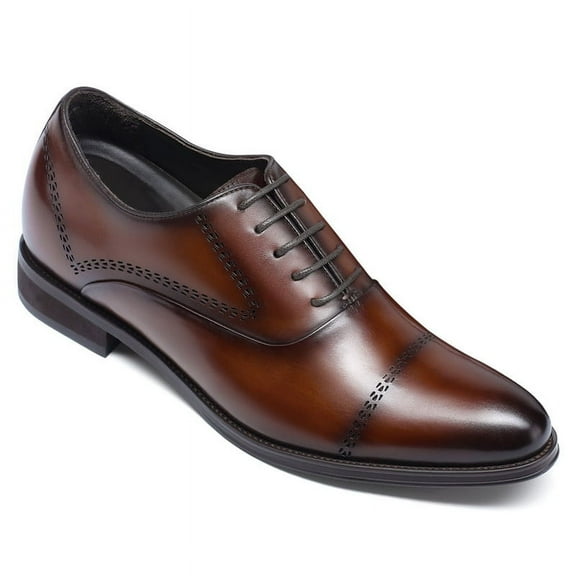 CMR CHAMARIPA Height Increasing Formal Shoes - Elevator Heels - Brown Men's Oxford Shoes 8 CM / 3.15 Inches