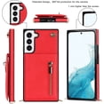 thumbnail image 2 of Samsung Galaxy S21 FE 5G Cases with Card Holder for Women,Crossbody Phone Case for Samsung S21 FE with Strap,Leather PU Lanyard Magnetic Clasp Zipper Wallet Case with Kickstand,6.4" Red, 2 of 14