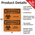thumbnail image 2 of Biohazard Bilingual OSHA WARNING Aluminum Sign 10 Inch x 7 Inch - 10 Pack, 2 of 8