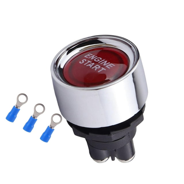 ZheElen Push Button Starter Switch LED Light Start Push Switch Button 12V Engine 50A red 33x33x46mm