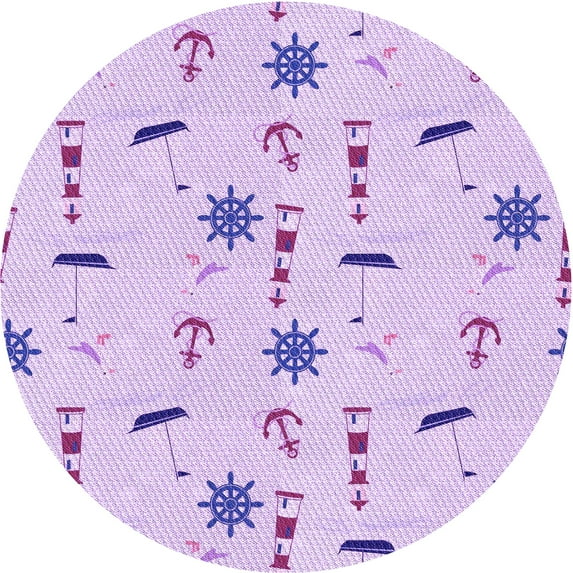 Ahgly Company Machine Washable Indoor Round Transitional Heliotrope Purple Area Rugs, 3' Round
