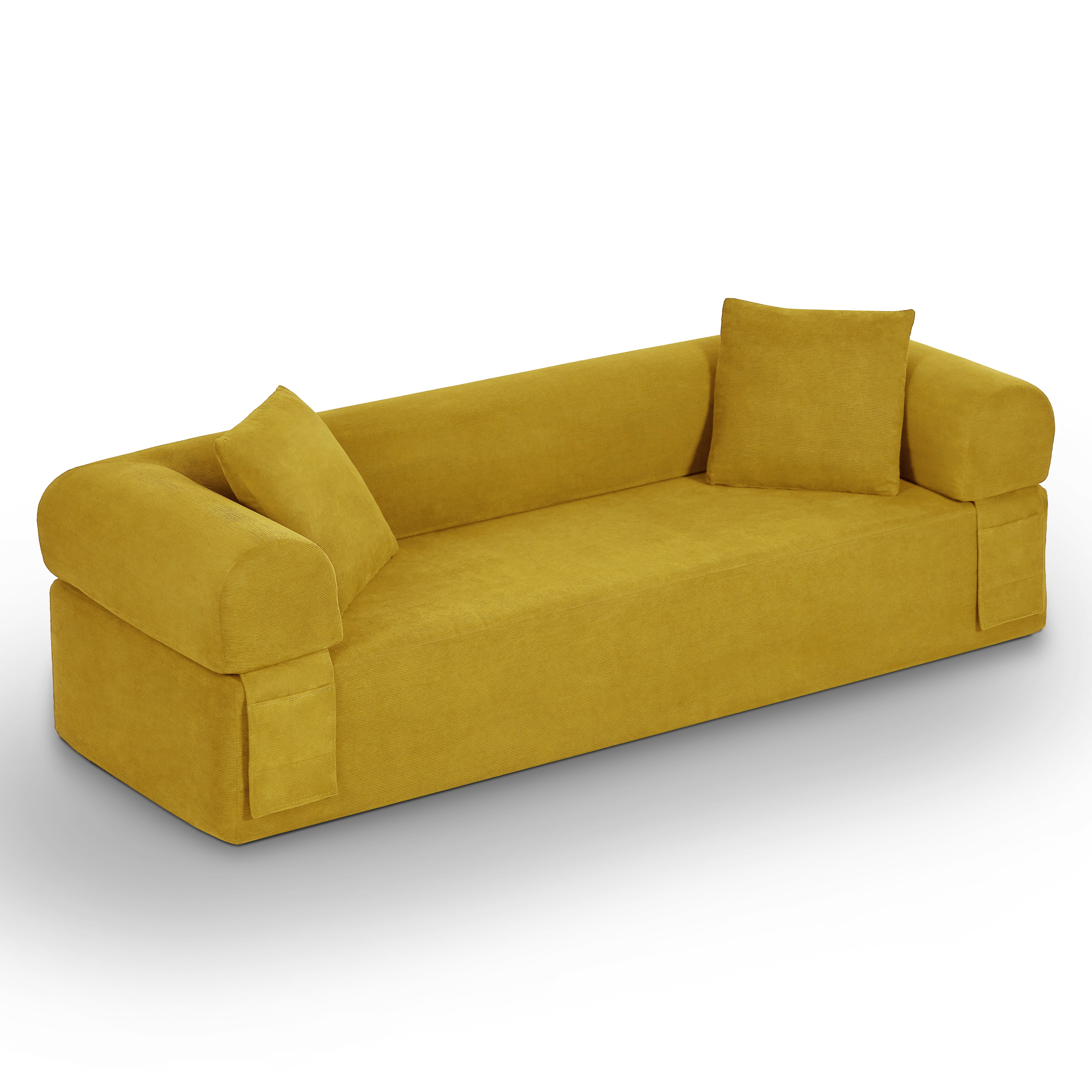 Sailvan Modern 3-Seater Corduroy Sofa,No Assembly Cloud Couch for Small Living Rooms,Apartments and Offices,Plush Boneless Seating Yellow