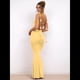 thumbnail image 5 of Vestidos Largos de Noche para Mujer con Escote Halter, Espalda Descubierta y Tirantes Finos, con Flores Estereoscópicas Amarillo S, 5 of 8