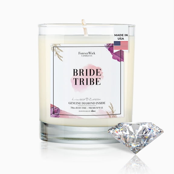 ForeverWick Diamond Candle 14oz Bride Tribe Candle With Diamond Inside - Wedding Gift, Wedding Candle, Wedding Present, Bridal Shower, Bachelorette, Diamond
