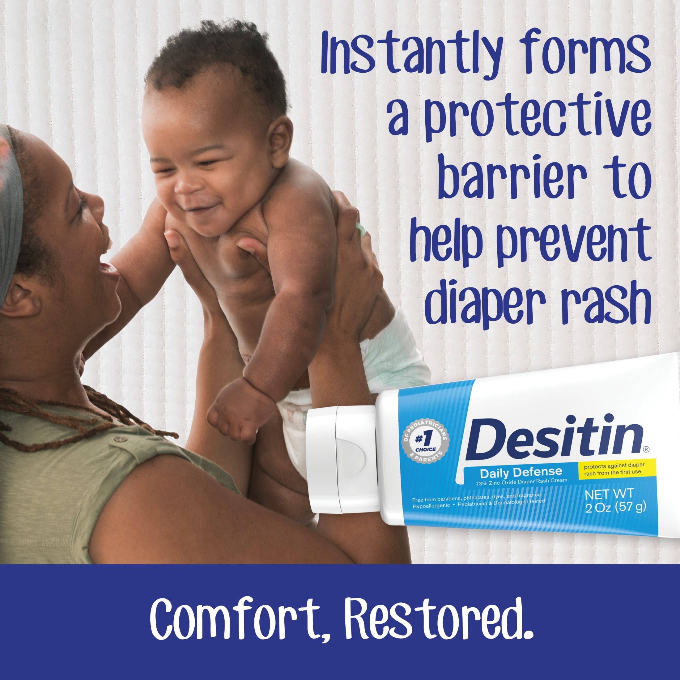 Desitin Daily Defense Baby Diaper Rash Cream, Butt Paste with Zinc Oxide, 4.8 oz