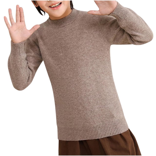 MeetoTime 4-18 Years Children's Knitted Undershirt Solid Color Thick Half High Neck Long Sleeved Pullover Top