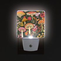 Yayeee LED Night Light for The Home Plug in With Light Sensors 2 Pack, Colorful Mushroom