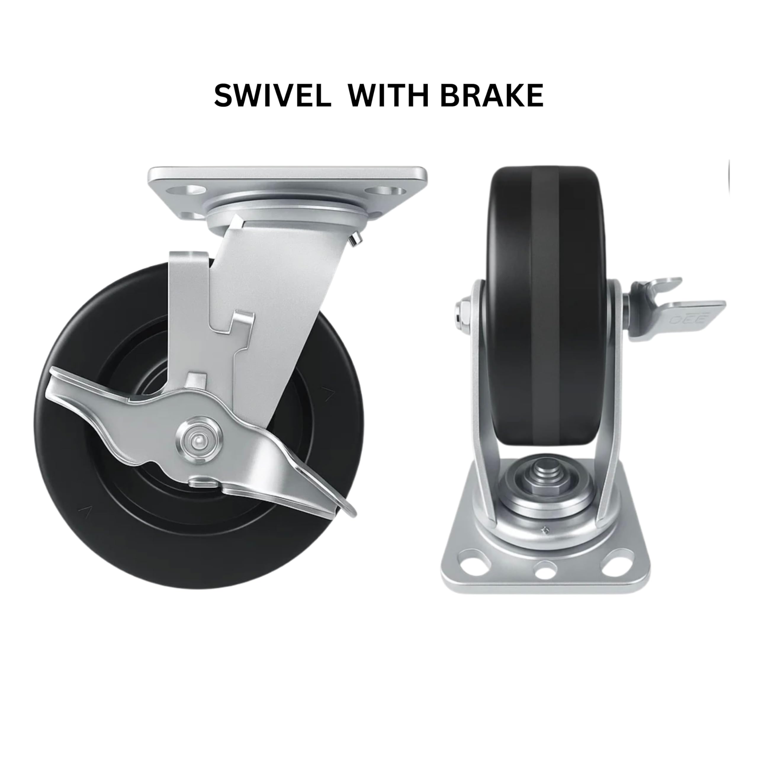 4 Heavy Duty Caster Set 6" Phenolic Wheels - 4 Swivel with Brake