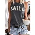 thumbnail image 3 of Débardeurs Graphiques pour Femmes Été Casual Chemises Sans Manches Pissenlit Lettre Imprimé Col Rond Tees, 3 of 5