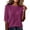 Dark Purple, variant on Linen Texture Blouse for Women, Crew Neck Half Sleeve Loose Tunic - Lightweight Breathable Summer Casual Top Beige L