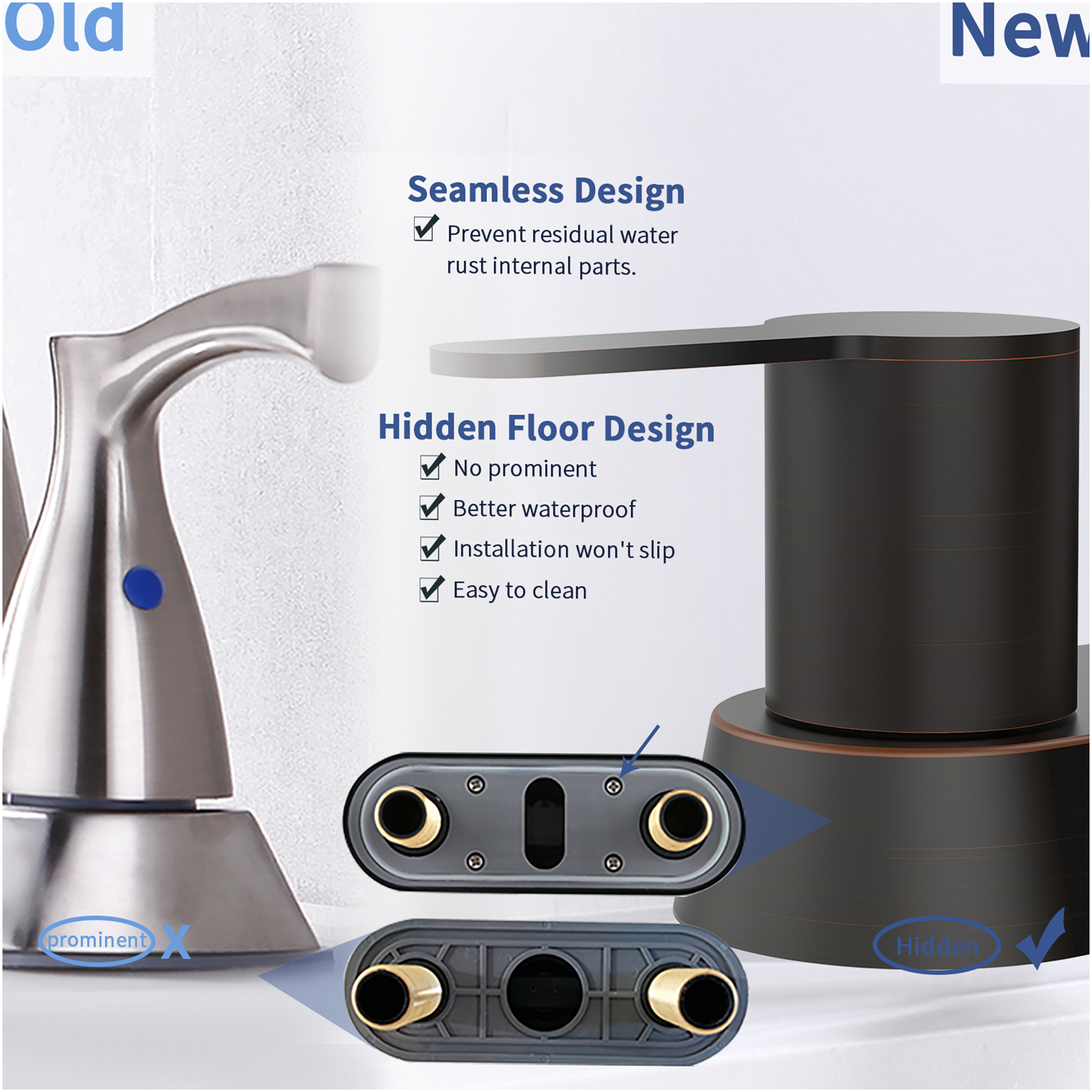 JERFIT Oil Rubbed Bronze Centerset Bathroom Sink Faucet, 2-Handle Modern Vanity Faucet for 2 or 3 Hole Mount, Solid Brass Construction