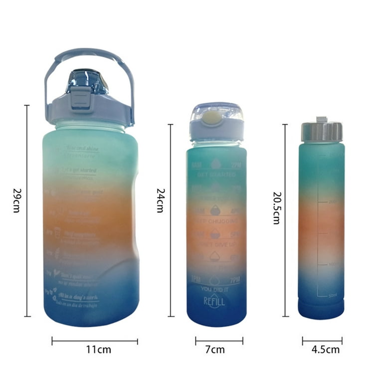 SEARCHI 3-Piece Set Water Bottles with Times Drink Leakproof Water Bottles,  Lock Feature & Top Lid, Drinking Water cups with Rope for adults, Sports Bottle  cups Workout 