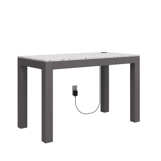 CosmoLiving by Cosmopolitan Astor Desk w/ Wireless Charger, White with Terrazzo Top