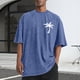 thumbnail image 1 of Tops para hombre, blusas y camisas de cuello redondo y manga corta para hombre, camisetas deportivas informales de color liso con cuello redondo y efecto desgastado, blusas de licra para hombre., 1 of 5