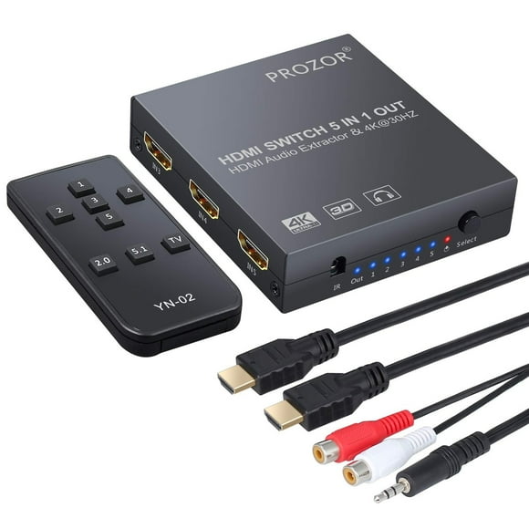 Versatile 5x1 HDMI Switcher with Audio Extractor and Remote Control