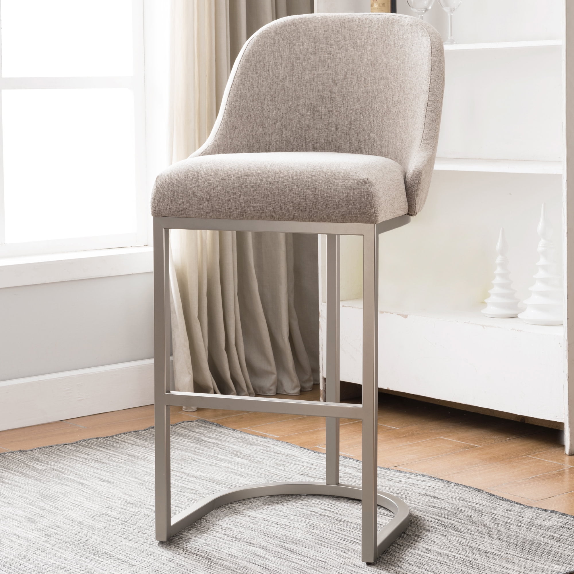 Leick Home Set of 2 Barrel Back Bar Stools with High Density Foam Seat